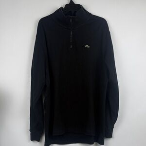 Lacoste Men's High Neck Black Solid Quarter-Zip Interlock Sweatshirt Sz 8 (3XL)